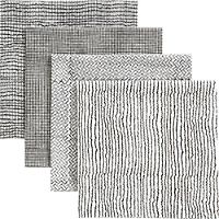 set of 4 block print charcoal napkins