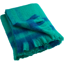 bold aqua plaid throw