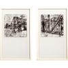 set of two bridge architecture and landscape prints.