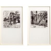 bridge architecture and landscape prints set of 2