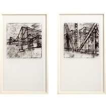bridge architecture and <br>landscape prints set of two
