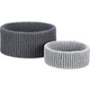 2-piece caterpillar basket set.one 22"dia.x11.5"H dark grey basketone 17"dia.x6.5"H light grey basket