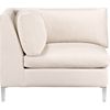 corner chair in ivory. overall: 36"Wx36"Dx30"Hseat: 17"H
