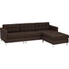 dual tufted sectional in chocolate.overall: 97.75"Wx70"Dx24"Hinterior seat: 90"Wx24"Dx17"H