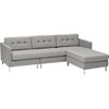 dual tufted sectional in pebble. overall: 97.75"Wx70"Dx24"Hinterior seat: 90"Wx24"Dx17"H