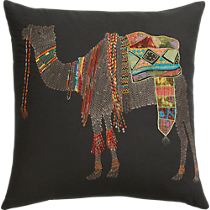 embroidered camel 18" pillow