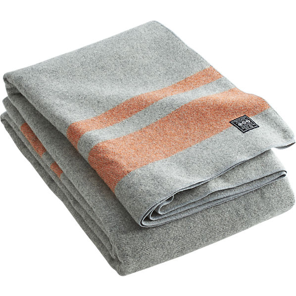faribault orange stripe wool blanket CB2