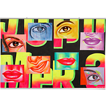 fluorescent eyes and lips painting