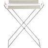 formosa white tray table. 21.5"Wx15.5"Dx2.5"H tray; 18"Wx14"Dx22"H stand