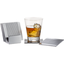 7-piece groove aluminum coasters with stand set
