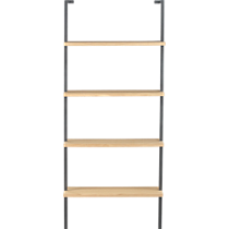 helix white oak 70" wall mounted bookcase