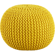 knitted yellow pouf