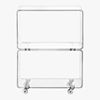 peekaboo clear rolling 2 shelf. 23"Wx12"Dx30.5"H