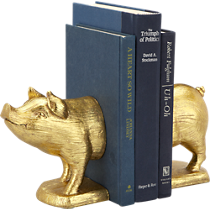 gold pig bookends set of two