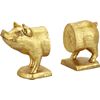 set of two gold pig bookends. 8"Wx3"Dx6"H