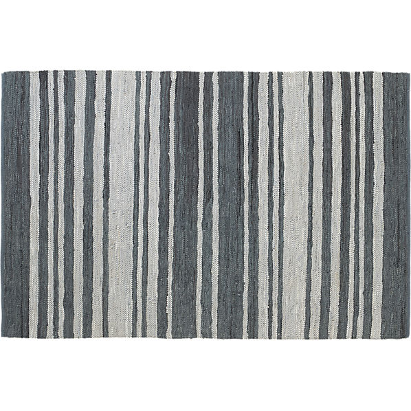 recycled leather stripe rug 6'x9' CB2