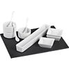 11-piece slate serving set. one 11.5"Wx8.75"Dx.25"H tray, three 2.75"Wx2.5"Dx1"H rectangular bowls, three 2.5"dia.x1.5"H round bowls, one 10"Wx1.5"Dx1.25"H rectangular dish, three 3.5" spoons.