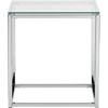 smart glass top side table. 17.75"sq.x19"H