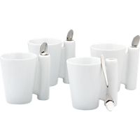 8-piece spoon coffee mug white gift set