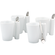 8-piece spoon coffee mug white gift set