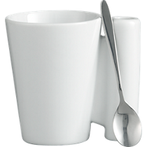 spoon coffee mug white with stainless steel spoon