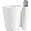 white spoon coffee mug. 7 oz.; 4"Wx3"Dx4"H mug, 3" spoon