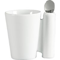spoon coffee mug white with stainless steel spoon