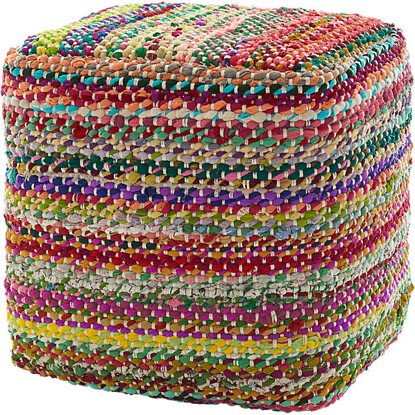 square recycled rag pouf