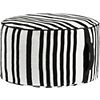 stripe woven black and white outdoor pouf.