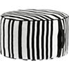stripe woven black and white outdoor pouf