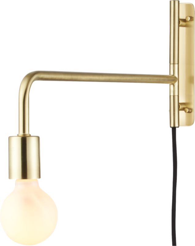 swing arm brass wall sconce CB2
