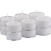set of 12 clear-cupped tealight candles. 1.5"dia.x.75"H
