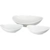 3-piece set.one 13"wx11.75"Dx3.25"H serving bowl two 8.75"Wx8"Dx2.5"H individual bowls.