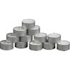 set of 12 aluminum-cupped tealight candles. 1.5"dia.x.75"H