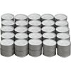 set of 50 aluminum-cupped tealight candles. 1.5"dia.x.75"H