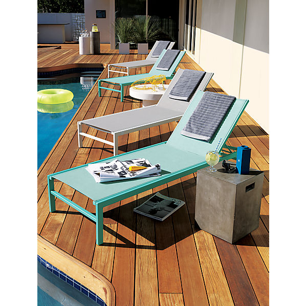 idle grey outdoor chaise lounge CB2